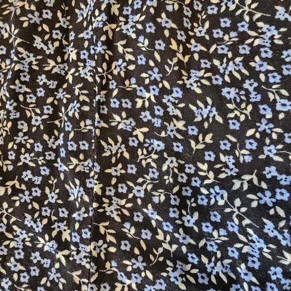 VTG 90 Dark Floral Mini Shirt Dress Black Blue Sleeveless Sz 8 Whimsigoth Grunge - Picture 5 of 10